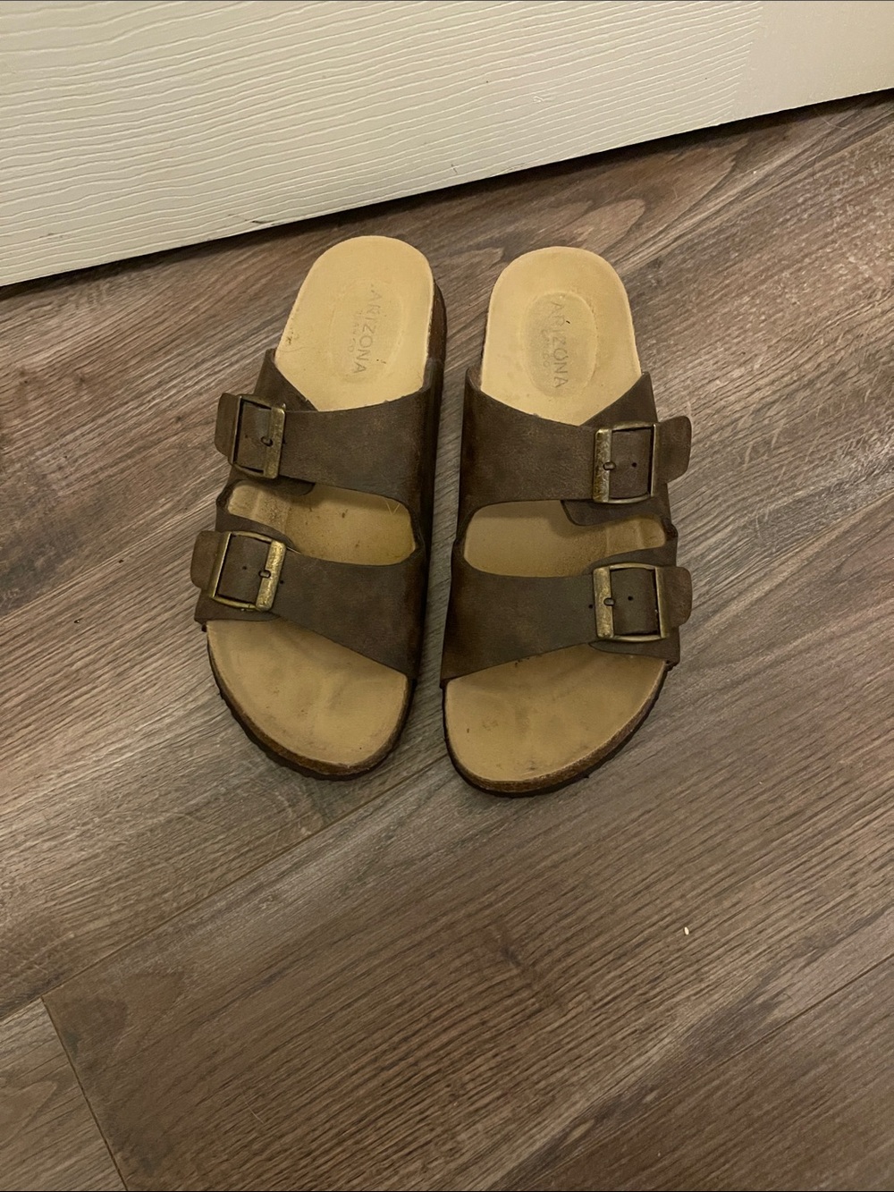 Arizona Jean Company Double-Buckle Slide Sandals in Brown